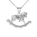 Texturized Rocking Horse Pendant Necklace in Gold (Yellow/Rose/White)