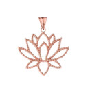 Double Sided Lotus Flower Pendant Necklace in Gold Yellow/Rose/White)