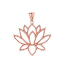 Double Sided Lotus Flower Pendant Necklace in Rose Gold