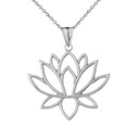 .925 Sterling Silver Beaded Lotus Flower Blossom Pendant Necklace back