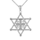 Star of David Jerusalem Cross Pendant Necklace in White Gold