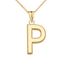 Yellow Gold Personalized Milgrain Letter "A-Z" Initial Pendant Necklace