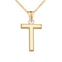 Yellow Gold Personalized Milgrain Letter "A-Z" Initial Pendant Necklace