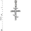 Russian Orthodox Cross Pendant Necklace in .925 Sterling Silver