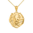 Lion King Head Pendant Necklace in Gold (Medium) 1.31 in. (Yellow/Rose/White)
