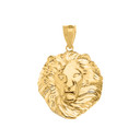 Solid Gold Lion King Head Pendant Necklace (Available in Yellow/Rose/White Gold) 1.31" (Medium)