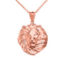 Solid Gold Lion King Head Pendant Necklace (Available in Yellow/Rose/White Gold) 1.31" (Medium)
