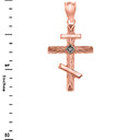 Diamond Russian  Orthodox Cross Pendant Necklace in Rose Gold