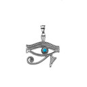 .925 Sterling Silver Egyptian Eye of Horus Wedjet Turquoise Oxidized Pendant