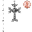 Oxidized Sterling Silver Eternity "Khachkar" Armenian Cross Pendant Necklace (Large)