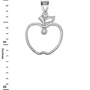 Diamond Outline Apple Pendant Necklace in Gold (Yellow/Rose/White)