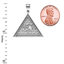 .925 Sterling Silver Egyptian Eye of Horus/Providence Wadjat Pyramid Oxidized Pendant with measurements