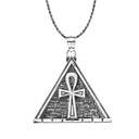 Oxidized Bold Ankh Pyramid Pendant Necklace in Sterling Silver