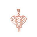 Origami Elephant Pendant Necklace in Rose Gold