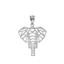 Origami Elephant Pendant Necklace in White Gold