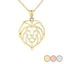 Lion Head Cut Out Pendant Necklace in Gold (Yellow/Rose/White)