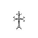 Oxidized Eternity Armenian Cross "Khachkar" Sterling Silver Pendant Necklace