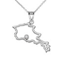 CZ Outline Armenia Map Pendant Necklace in .925 Sterling Silver