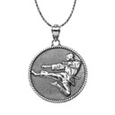 "God Protect Me" Martial Arts Karate Pendant Necklace in Oxidized Sterling Silver