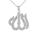 Diamond Allah Pendant Necklace in Yellow/Rose/White Gold