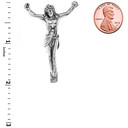 Oxidized Jesus Christ Body Crucifix Pendant Necklace in Sterling Silver