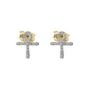 Mini Diamond Ankh Cross Pendant Necklace Set(Available in Yellow/Rose/White Gold)