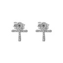 Mini Diamond Ankh Cross Pendant Necklace Set in White Gold