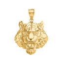Roaring Tiger Pendant Necklace in Gold (Small) 1.03 in. (Yellow/Rose/White)
