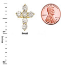 Gold Cross Elegant Pendant Necklace (Mini-Small) (Available in Yellow/Rose/White Gold)