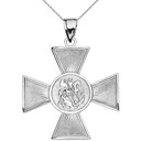 Saint George Russian Cross Pendant Necklace in Sterling Silver