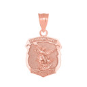 Saint Michael Protect Us Shield Pendant Necklace in Gold (Yellow/Rose/White)