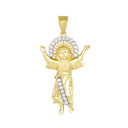 Divino Nino Jesus with CZ Pendant Necklace in Gold (Medium) 1.77 in. (Yellow/Rose/White)