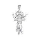 Divino Nino Jesus with CZ Pendant Necklace in Gold (Medium) 1.77 in. (Yellow/Rose/White)
