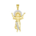 Divino Nino Jesus with CZ Pendant Necklace in Gold (Large) 2.3 in. (Yellow/White/Rose)