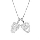 Comedy & Tragedy Masks (Sock & Buskin) Pendant Necklace in Sterling Silver