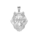 Wolf Head Pendant Necklace in .925 Sterling Silver