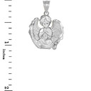 Praying Guardian Angel Pendant with Matte Finished Wings Necklace in .925 Sterling Silver