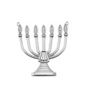 Diamond Holy Temple Menorah Necklace in Sterling Silver