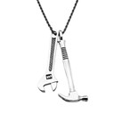 Sterling Silver Oxidized Large Hammer & Wrench Pendant Necklace