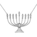 Diamond Hanukkah Menorah Necklace in 14K Yellow Gold