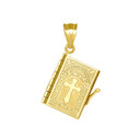 3D Moveable Russian Bible Pendant Necklace in Gold (Yellow/Rose/White)