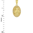 Divine Mercy Oval Medallion with Diamonds Pendant Necklace in Gold (Yellow/Rose/White)