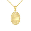 Divine Mercy Oval Medallion with Diamonds Pendant Necklace in Gold (Yellow/Rose/White)