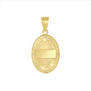 Divine Mercy Oval Medallion with Diamonds Pendant Necklace in Two Tone Yellow Gold