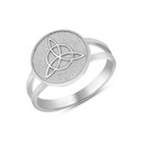 Celtic Trinity Knot Design Disc Ring in .925 Sterling Silver