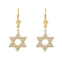 Yellow Gold Diamond Jewish Star Of David  Earrings(Available in Yellow/Rose/White Gold)