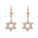 Yellow Gold Diamond Jewish Star Of David  Earrings(Available in Yellow/Rose/White Gold)