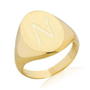 Gold Engravable Oval Signet Ring (Available in Yellow/Rose/White Gold)