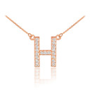 14K "A-Z" Rose Gold Letter Diamond Initial Monogram Necklace