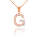 Rose Gold Letter "A-Z" Initial Diamond Monogram Pendant Necklace